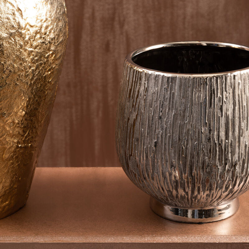 Hesper Small Silver Ceramic Plant Pot