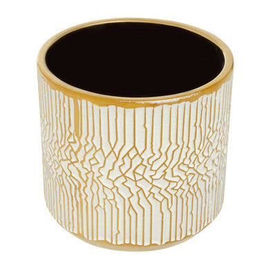 Honna Small White Gold Ceramic Plant Pot