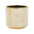 Honna Small White Gold Ceramic Plant Pot