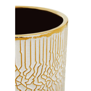 Honna Small White Gold Ceramic Plant Pot