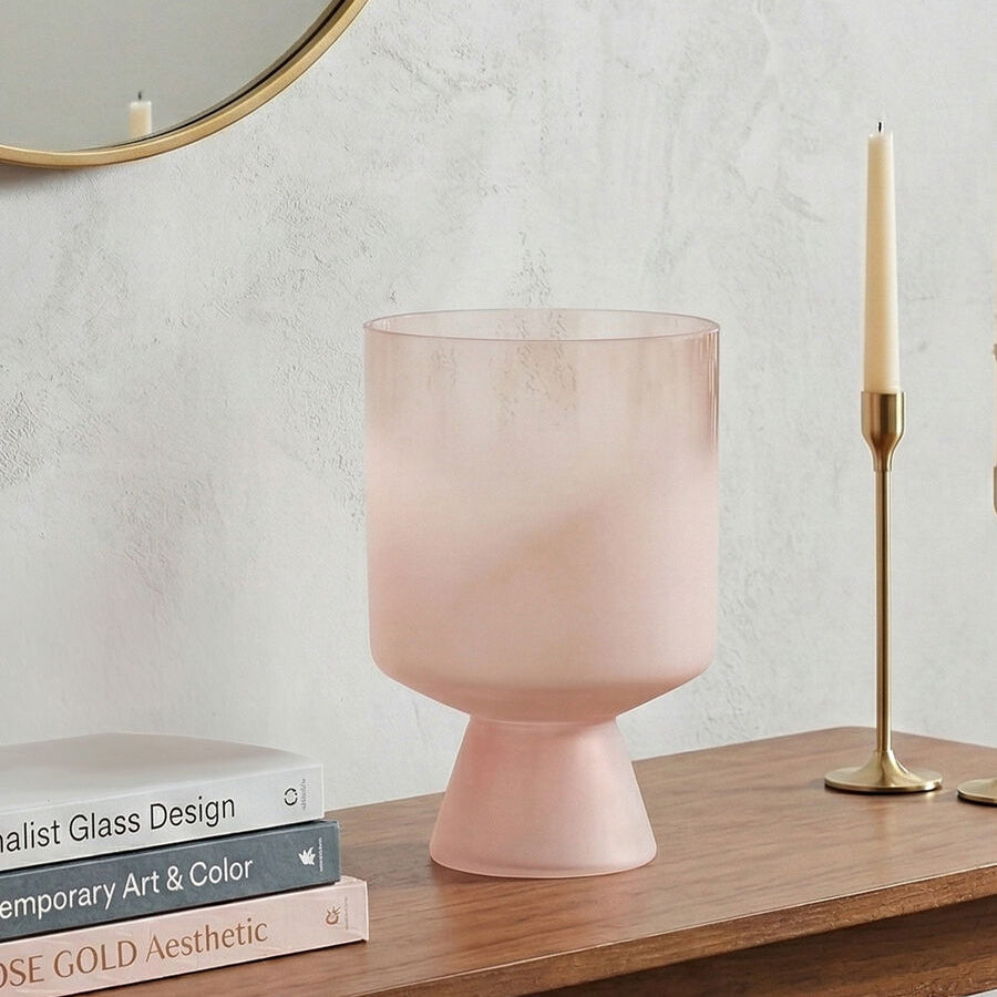 Baila Large Matte Pink Glass Vase
