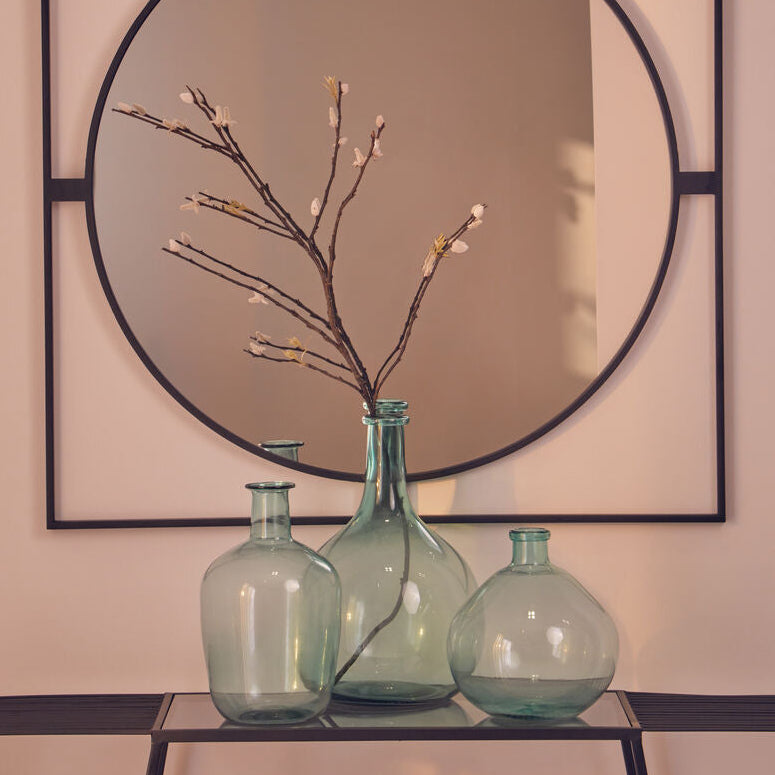 Bexley Blue Large Bottle Neck Recycled Glass Vase