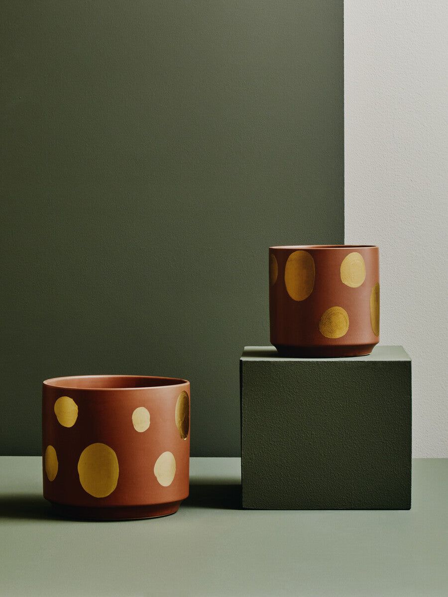Yuri Small Terracotta Gold Spotted Planter