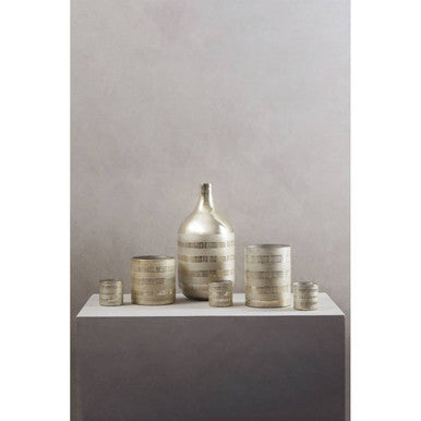 Briella Glass Vase In Silver & Copper