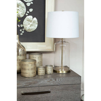 Briella Glass Vase In Silver & Copper