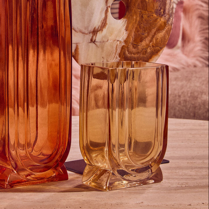 Edan Small Ochre Yellow Glass Vase
