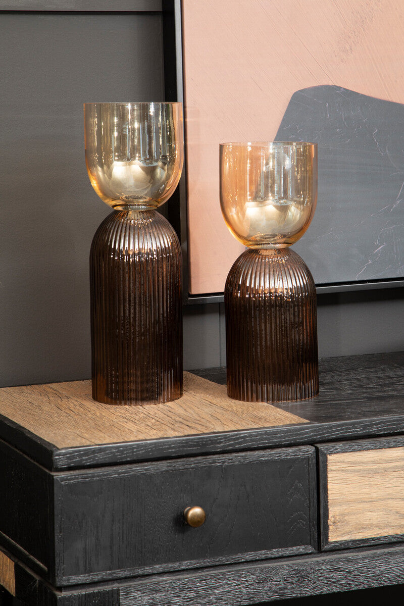 Esma Large Amber & Brown Glass Vase