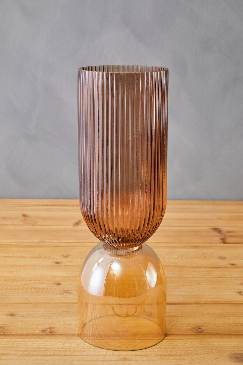 Esma Large Amber & Brown Glass Vase