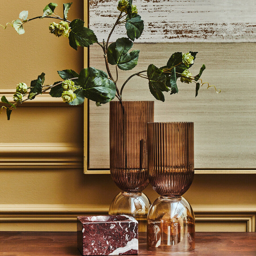Esma Large Amber & Brown Glass Vase