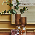 Esma Large Amber & Brown Glass Vase