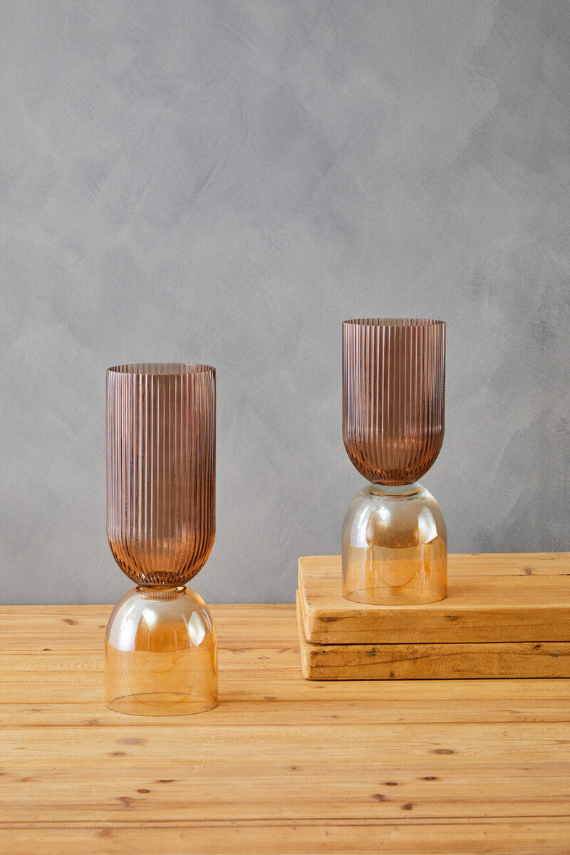 Esma Small Amber & Brown Glass Vase