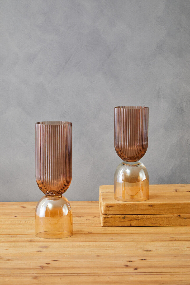 Esma Small Amber & Brown Glass Vase