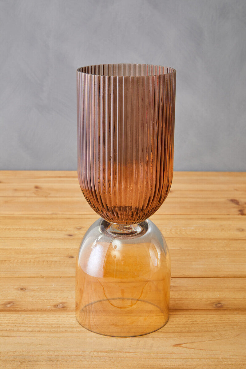 Esma Small Amber & Brown Glass Vase