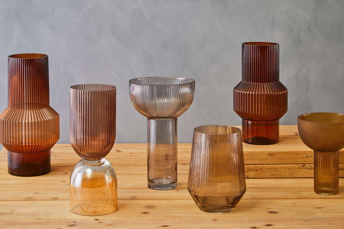 Esma Small Amber & Brown Glass Vase