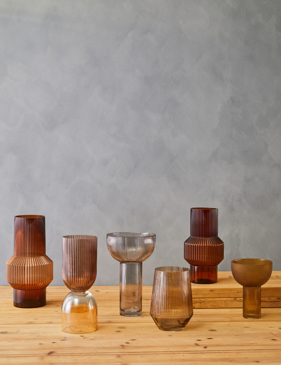 Esma Small Amber & Brown Glass Vase