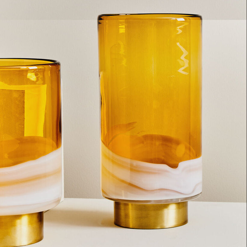 Cleo Large Amber Glass Natural Modern Vase