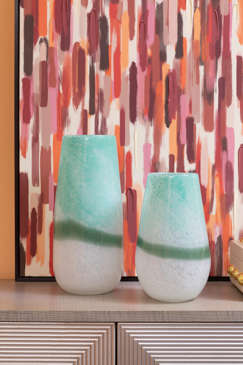 Celia Small Turquoise & White Ombre Vase