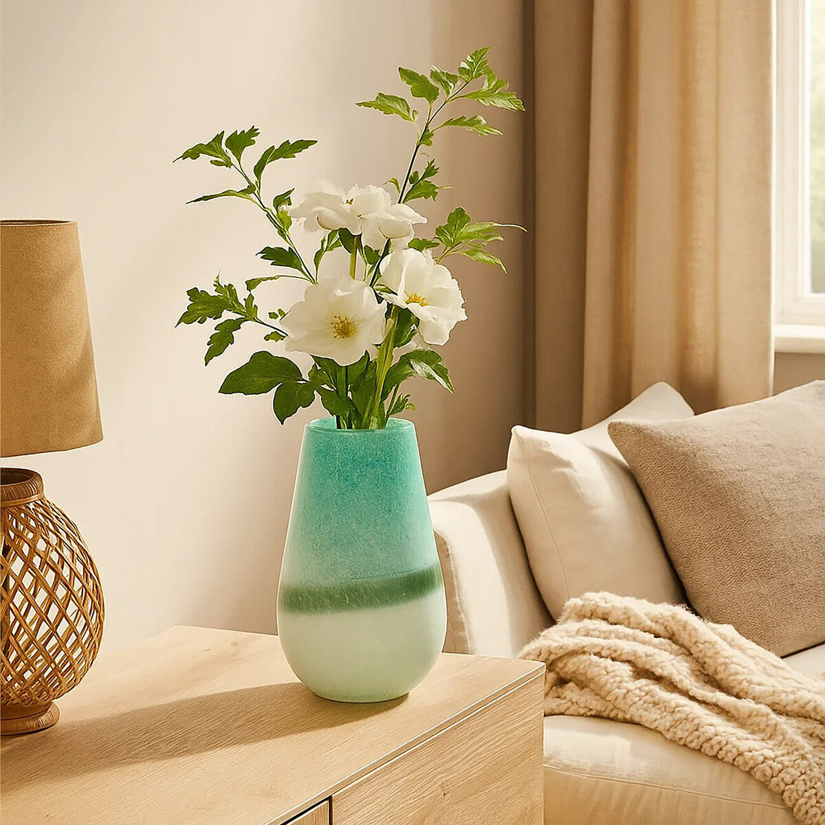 Celia Small Turquoise & White Ombre Vase