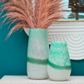 Celia Large Turquoise & White Ombre Vase