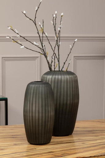 Hessa Small Dark Grey Glass Vase