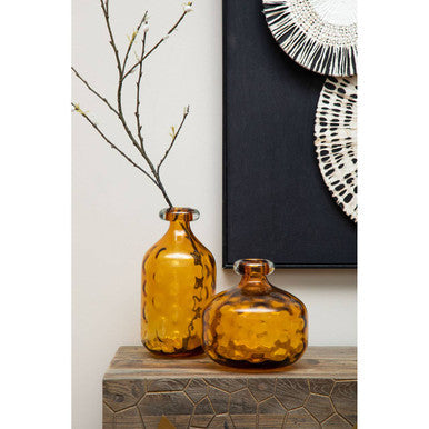Huda Tall Bottle Glass Orange Vase