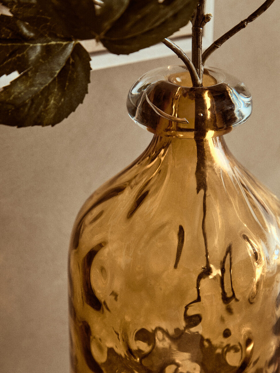 Huda Tall Bottle Glass Orange Vase