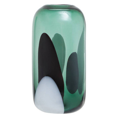 Hania Small Green Glass Vase With Abstract Pattern