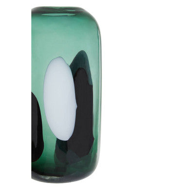 Hania Small Green Glass Vase With Abstract Pattern