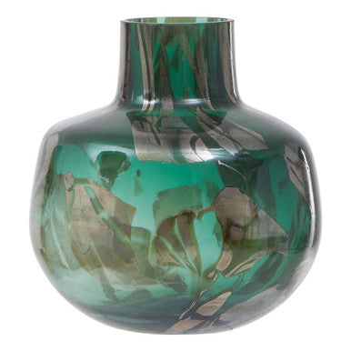 Herbie Green & Gold Small Glass Vase