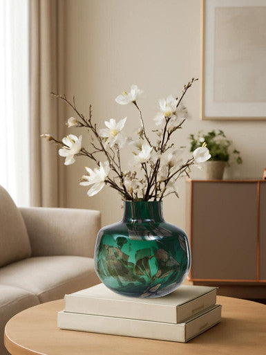 Herbie Green & Gold Small Glass Vase