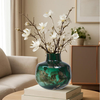 Herbie Green & Gold Small Glass Vase