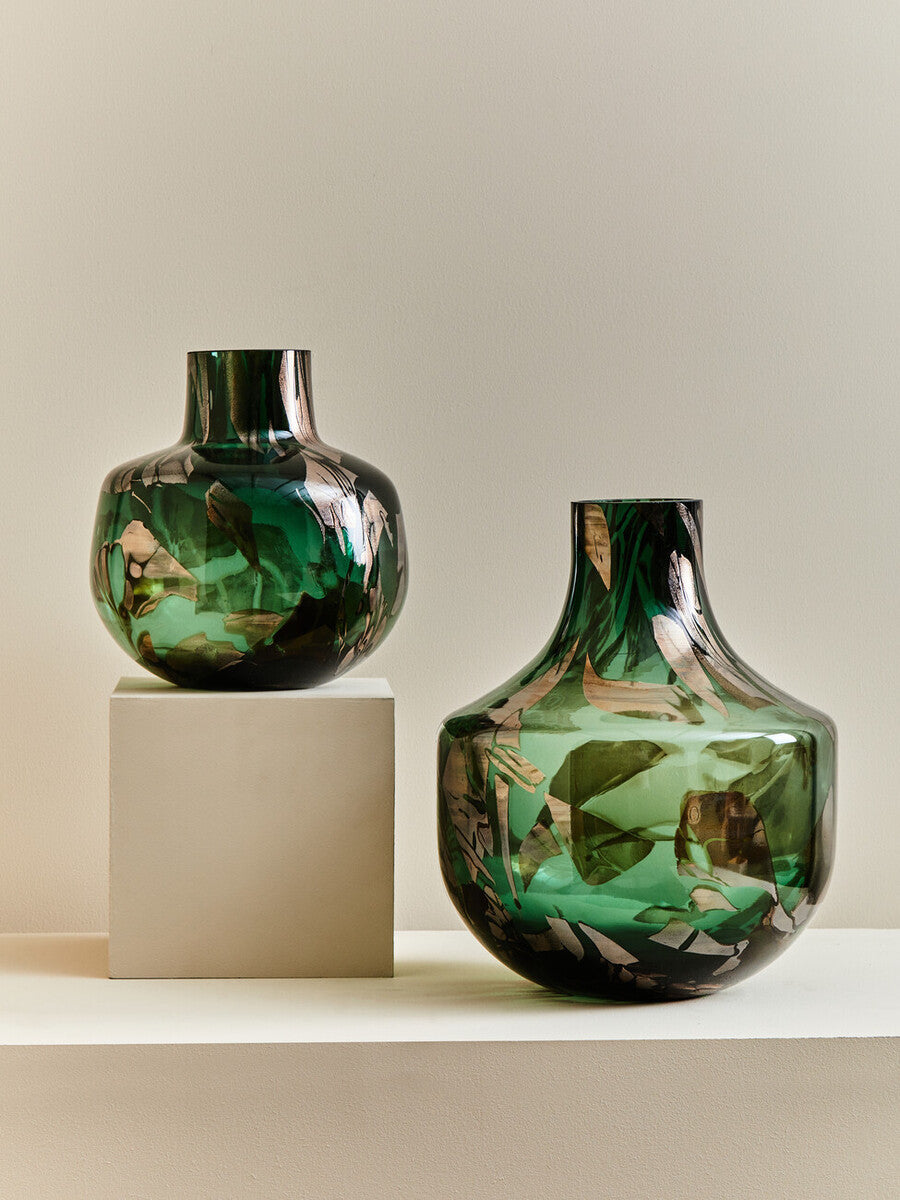 Herbie Green & Gold Large Glass Vase