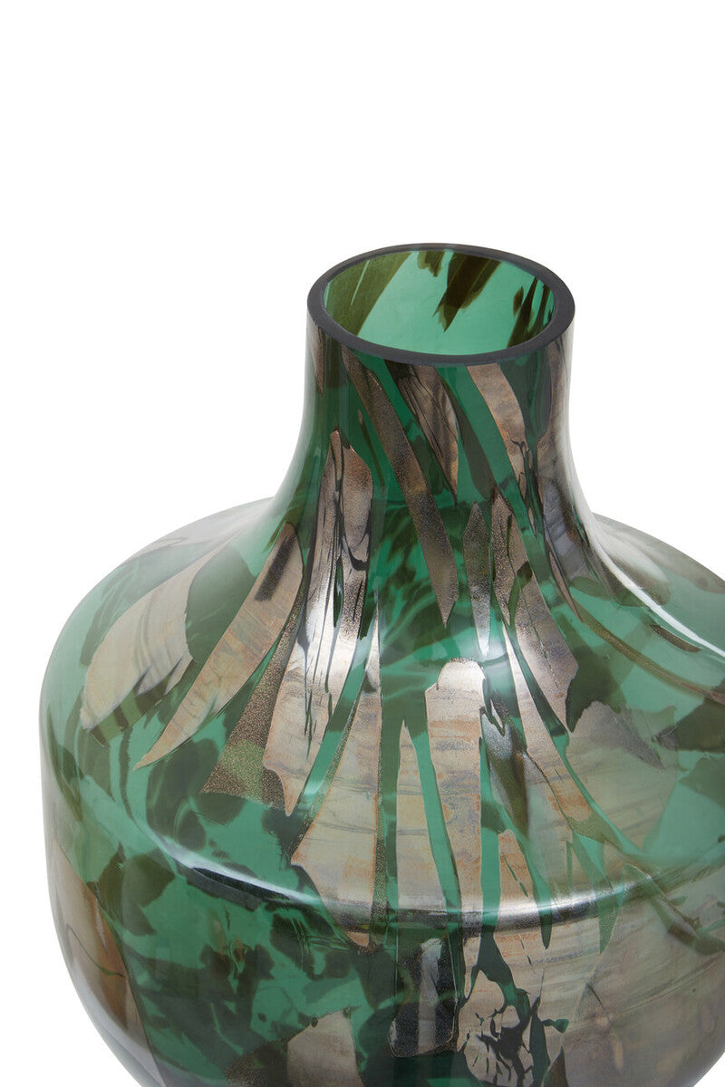 Herbie Green & Gold Large Glass Vase