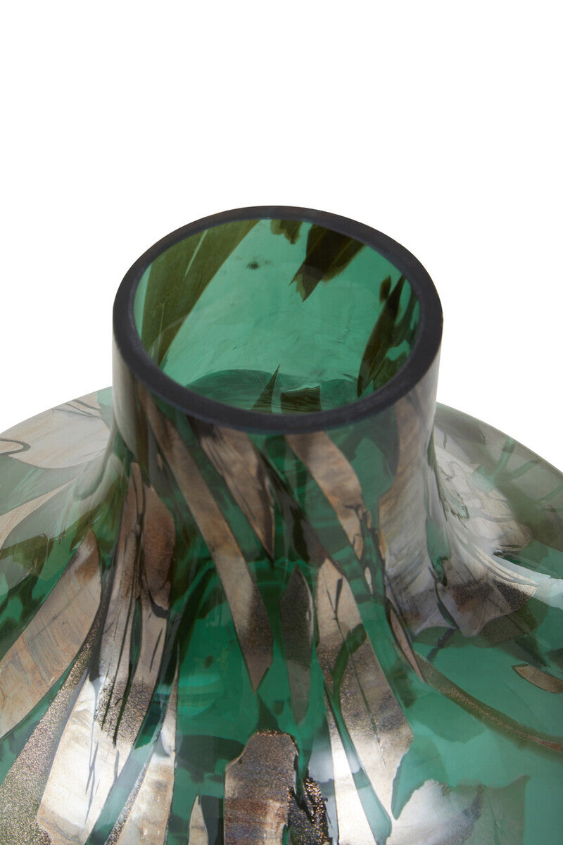 Herbie Green & Gold Large Glass Vase