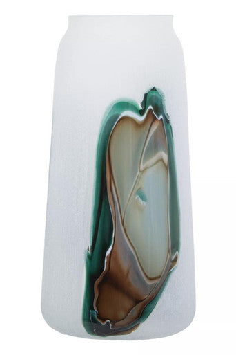 Hakan Tall Glass Vase With Marbled Design