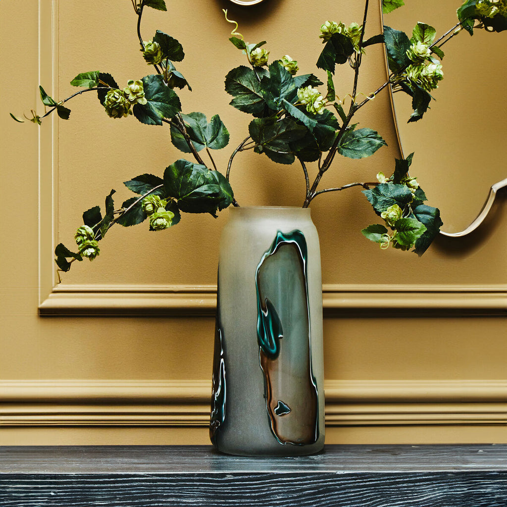 Hakan Tall Glass Vase With Marbled Design