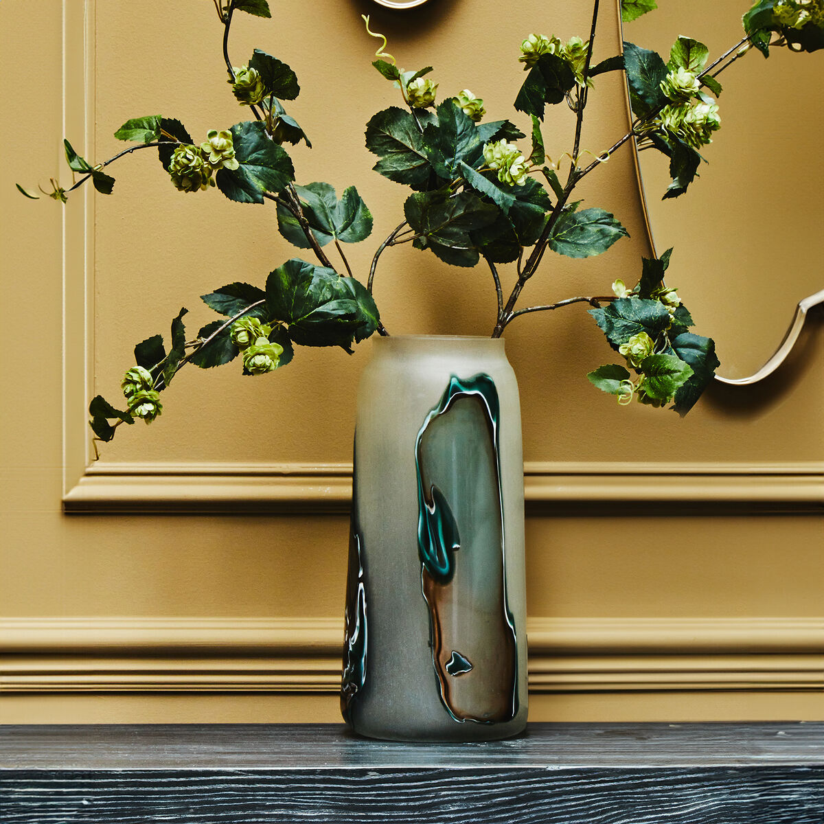 Hakan Tall Glass Vase With Marbled Design