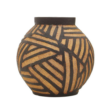 Darnell Round Natural & Black Vase