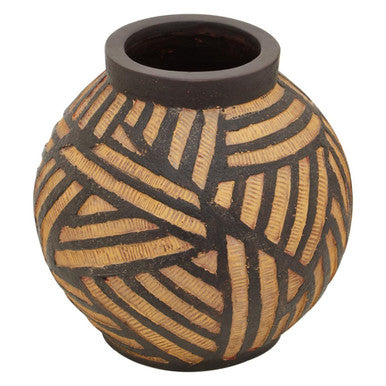 Darnell Round Natural & Black Vase