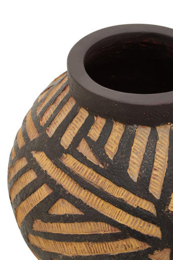 Darnell Round Natural & Black Vase