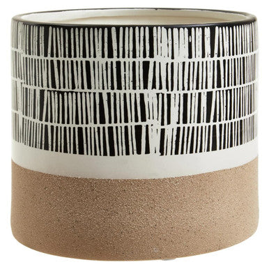 Jada Large Striped White Modern Planter