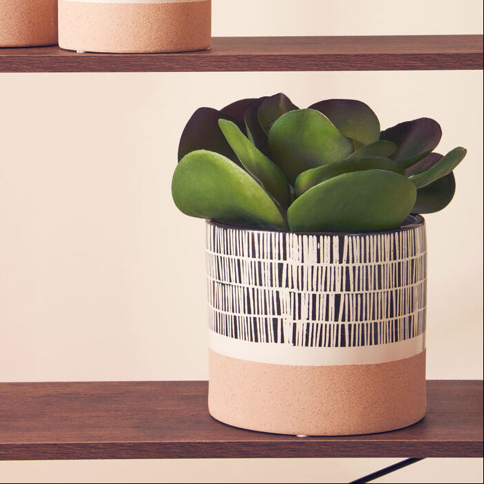 Jada Large Striped White Modern Planter