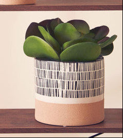 Jada Large Striped White Modern Planter
