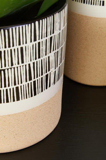 Jada Large Striped White Modern Planter