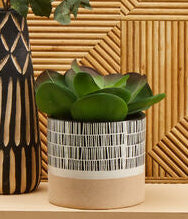 Jada Large Striped White Modern Planter