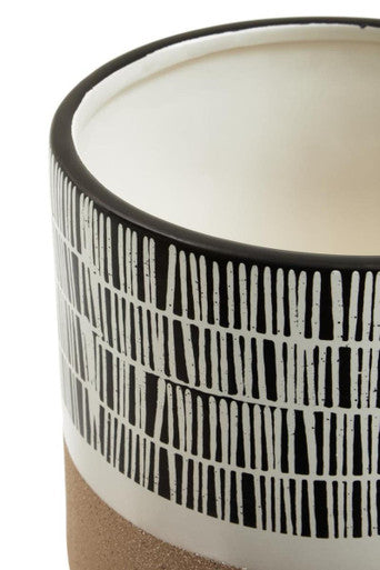 Jada Large Striped White Modern Planter