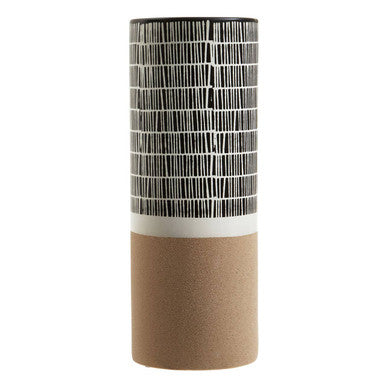 Jada Large Striped Ceramic White Contemporary Vase