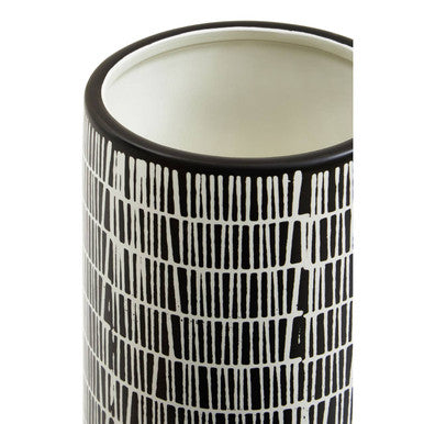 Jada Large Striped Ceramic White Contemporary Vase