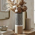 Jada Large Striped Ceramic White Contemporary Vase