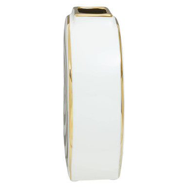 Curva Gold & White Ceramic Round Vase